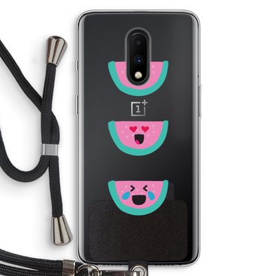 Smiley watermeloen: OnePlus 7 Transparant Hoesje met koord