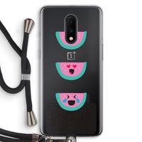 Smiley watermeloen: OnePlus 7 Transparant Hoesje met koord