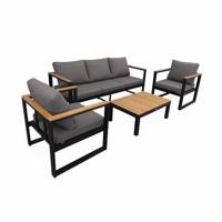 sweeek - Houten en aluminium loungeset voor 5 personen