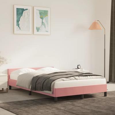 Bedframe met hoofdeinde fluweel roze 120x200 cm