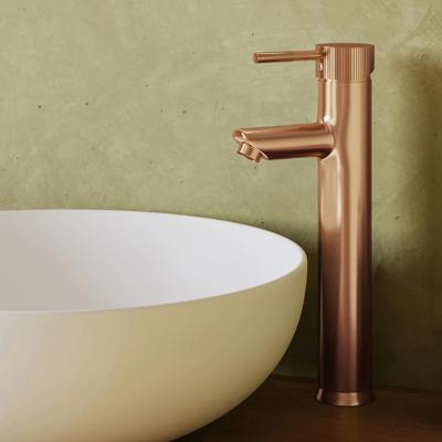 Wastafelkraan SaniClear Copper Stripes | Opbouw | Mengkraan | Hoog model | Geborsteld koper