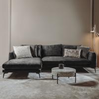 Tower Living 2,5-zits Loungebank 'Nottingham' Velvet, Links, kleur Antraciet Tower Living 2,5-zits Loungebank 'Nottingham' Velvet, Links, kleur Antraciet