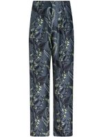 ETRO pantalon en soie à imprimé végétal - Bleu