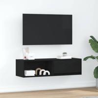 TV-meubel 100x31x25,5 cm spaanplaat zwart eikenkleurig - thumbnail