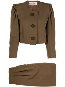 Saint Laurent Pre-Owned tailleur-jupe à simple boutonnage - Marron