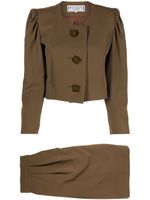 Saint Laurent Pre-Owned tailleur-jupe à simple boutonnage - Marron - thumbnail