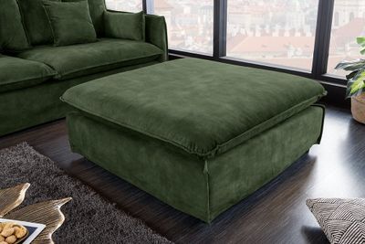 Grote kruk HEAVEN 100cm donkergroen fluweel bankkruk in landelijke stijl wasbare hoes - 40834