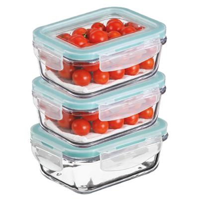 5Five Vershoudbakje met deksel - 3x - glas - luchtdicht - met clips - 23 x 17 x 9 cm - 1730 ml 5Five Vershoudbakje met deksel - 3x - glas - luchtdicht - met clips - 23 x 17 x 9 cm - 1730 ml