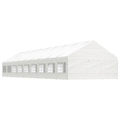 Prieel met dak 20,07x5,88x3,75 m polyetheen wit