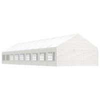 Prieel met dak 20,07x5,88x3,75 m polyetheen wit