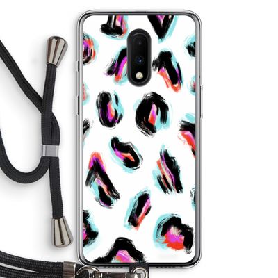 Cheetah color: OnePlus 7 Transparant Hoesje met koord