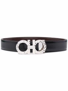 Ferragamo ceinture Gancini réversible à boucle à effet martelé - Noir