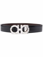 Ferragamo ceinture Gancini réversible à boucle à effet martelé - Noir