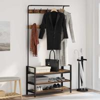 Kapstok met plank Oud hout 95 x 34 x 184 cm Bewerkt hout