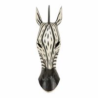 Houten Muurdecoratie Masker Zebra Zwart-Wit