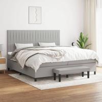 Boxspring met matras stof lichtgrijs 200x200 cm