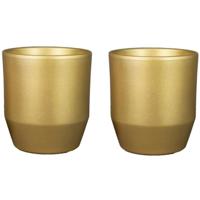 Bela Arte Plantenpot/bloempot Joly - 2x - keramiek - goud - 15.5 x 14.8