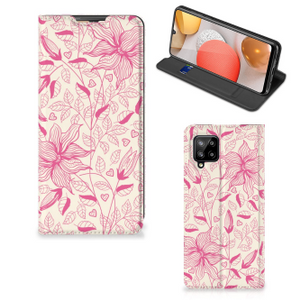 Samsung Galaxy A42 Smart Cover Pink Flowers