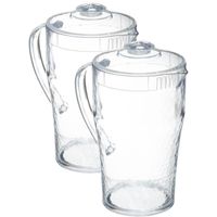 Set van 3x stuks sapkan/schenkkan karaffen met deksel 1,7 liter transparant