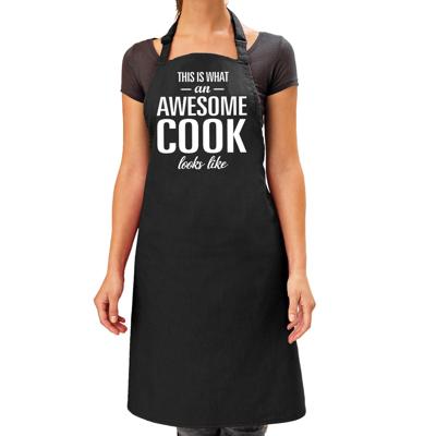 Awesome cook - geweldige kok / kokkin cadeau schort - zwart - dames - beroepen schort / verjaardag