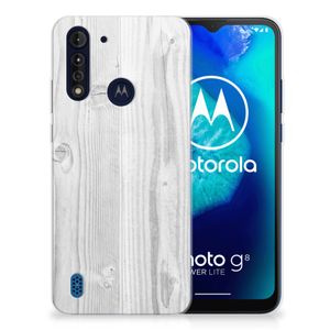 Motorola Moto G8 Power Lite Bumper Hoesje White Wood