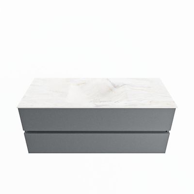 MONDIAZ VICA-DLUX 120cm badmeubel onderkast Plata 2 lades. Inbouw wastafel CLOUD midden 1 kraangat, kleur Ostra.