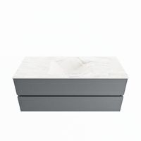 MONDIAZ VICA-DLUX 120cm badmeubel onderkast Plata 2 lades. Inbouw wastafel CLOUD midden 1 kraangat, kleur Ostra.
