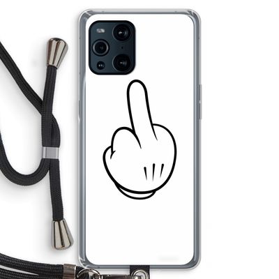 Middle finger white: Oppo Find X3 Pro Transparant Hoesje met koord