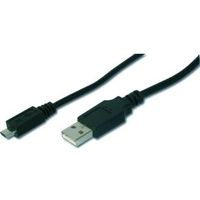ASSMANN Electronic USB A/micro B, 1.8m 1.8m USB A Micro-USB B Mannelijk Mannelijk Zwart USB-kabel - thumbnail