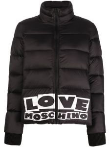 Love Moschino veste matelassée à logo imprimé - Noir