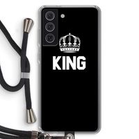 King zwart: Samsung Galaxy S21 FE Transparant Hoesje met koord