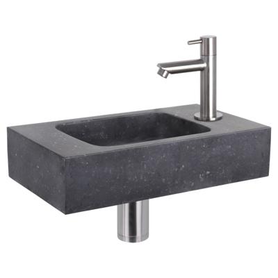 Differnz fonteinset bombai black - natuursteen - kraan recht - 40 x 22 x 9 cm - mat chroom
