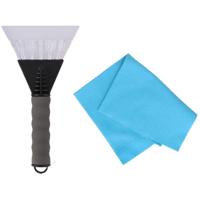 Autoramen IJskrabber Soft grip - grijs - 25 cm - met anti-condens doek - winter - thumbnail