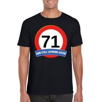 Verkeersbord 71 jaar t-shirt zwart heren - thumbnail