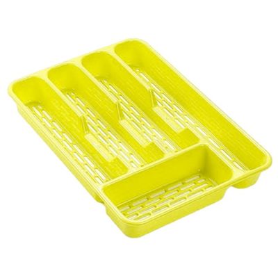 Bestekbak/bestekhouders 5-vaks lime groen L33 x B24 x H4 cm