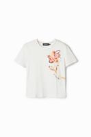 Gebloemd T-shirt met korte mouwen - WHITE - L