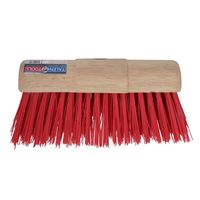 Bezemkop buiten halfrond rood hout/nylon 31 cm