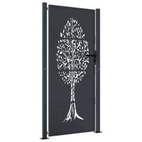 vidaXL Poort 105x180 cm met boomontwerp staal antracietkleurig - thumbnail