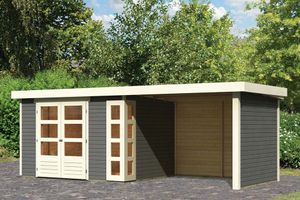 Woodfeeling | Tuinhuis Kerko 5 met Overkapping 2,8, Zij- en Achterwand | Terragrijs