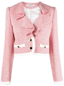 Alessandra Rich veste crop en tweed à volants - Rouge