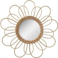 ATMOSPHERA Rotan bloemenspiegel - Ø 38 cm - Beige