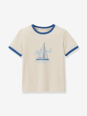 T-shirt met contrasterende kraag voor jongens ecru