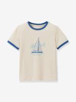 T-shirt met contrasterende kraag voor jongens ecru