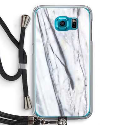 Gestreepte marmer: Samsung Galaxy S6 Transparant Hoesje met koord