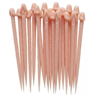 Vrijgezellen feest piemel tandenstokers - 20x - roze - kunststof - cocktailprikkers voor dames