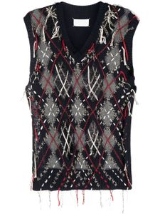 Maison Margiela cut-out intarsia-knit vest - Bleu