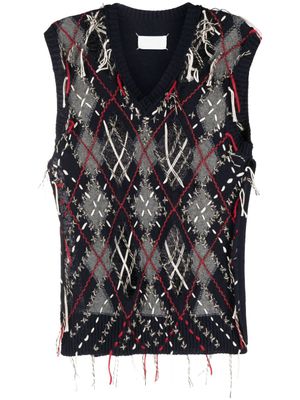 Maison Margiela débardeur en maille intarsia - Bleu
