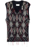 Maison Margiela cut-out intarsia-knit vest - Bleu - thumbnail