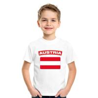 Supporters kleding - t-shirt van vlag Oostenrijk - wit - voor kinderen - korte mouwen - sport