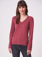 Basic fijngebreide V-hals trui van biologisch cashmere